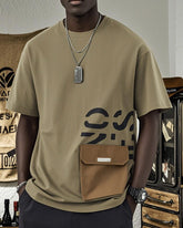 Big & Tall Men's Geometric Print Pocket Short Sleeve Cotton T-shirt M-5XL